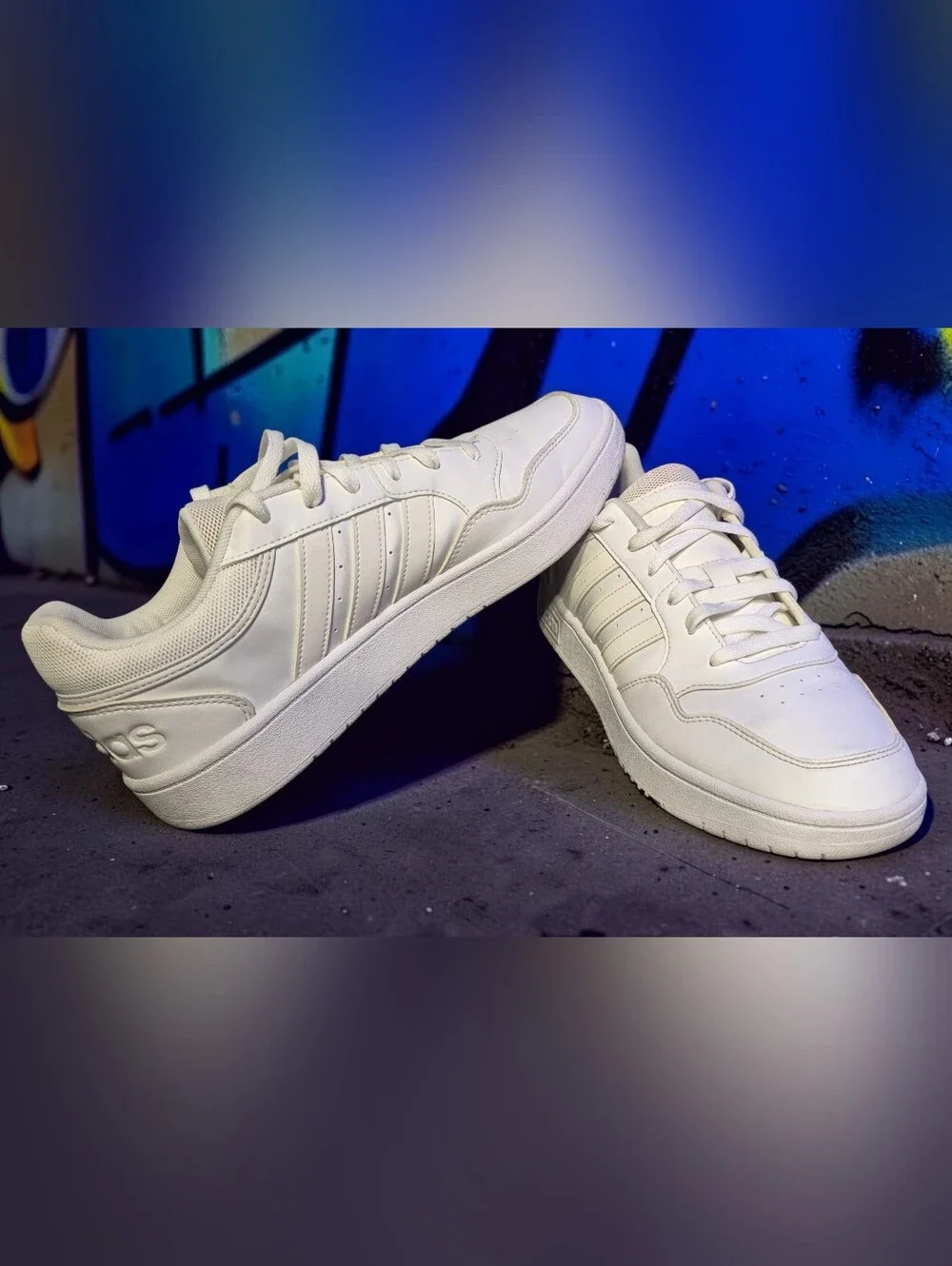 Adidas Men's White Leather Court-Inspired Sneakers
